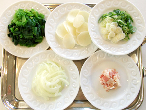 小松菜のポタージュ下準備