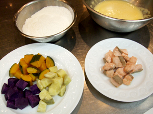 秋鮭と南京・さつま芋（紫芋）のケークサレ