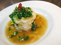 三色かぶらと甘鯛、カニのスフレ