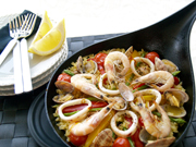 フライパンで小パエリア