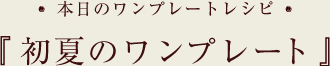 初夏のワンプレートレシピ