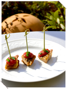 鶏もも肉のピンチョス～梅肉と苺のコンフィチュール、山椒の塩味～